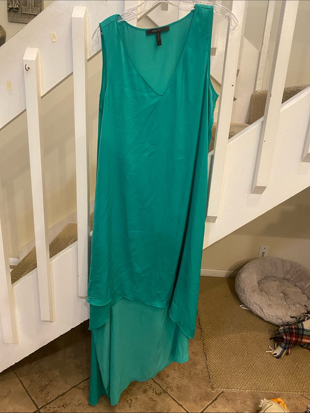 BCBGMAXZRIA Sleeveless Teal High-Low Maxi Dress M